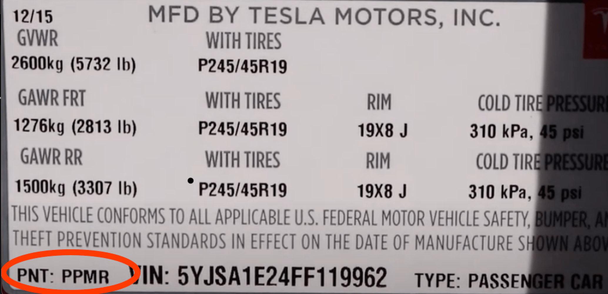 Tesla farvekode klistermærke